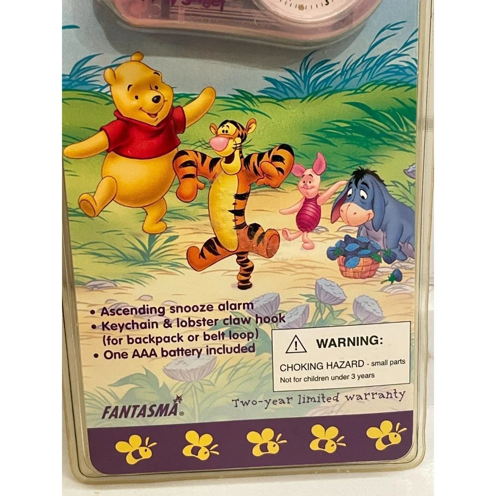 Vintage Piglet Winnie the Pooh Mini Clip-on Alarm Clock Flashlight Pink New